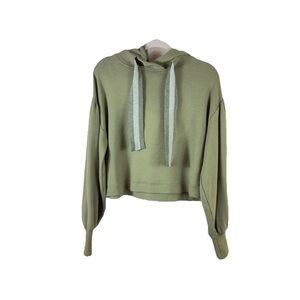 RAMY BROOK womens size XS Tatum puff sleeve green cropped hoodie sweatshirt